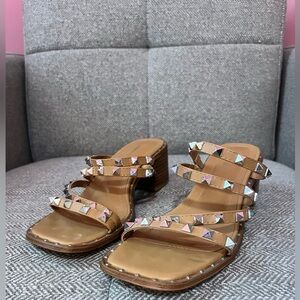 Madden Girl Women's Roamm Studded Straps Block Heel Square Toe Shoes